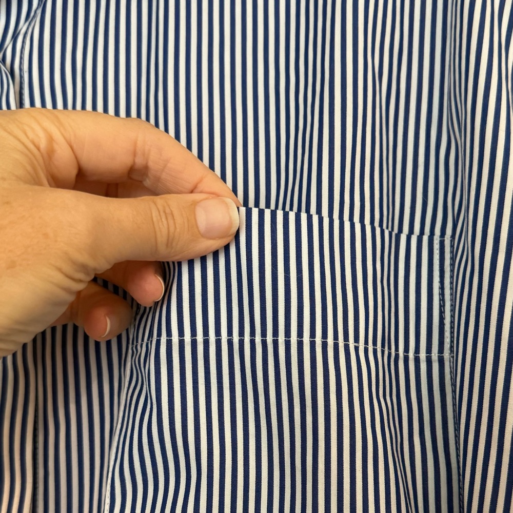 Madewell Navy and White Pinstripe Shirt - Picture 3 of 9